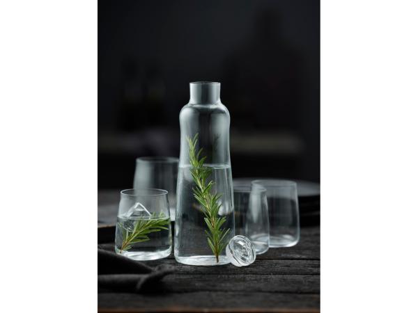 Lyngby Glas Karaffelsæt m. 4 stk vandglas 42 cl og karaffel 1,1 L m. låg, Zero